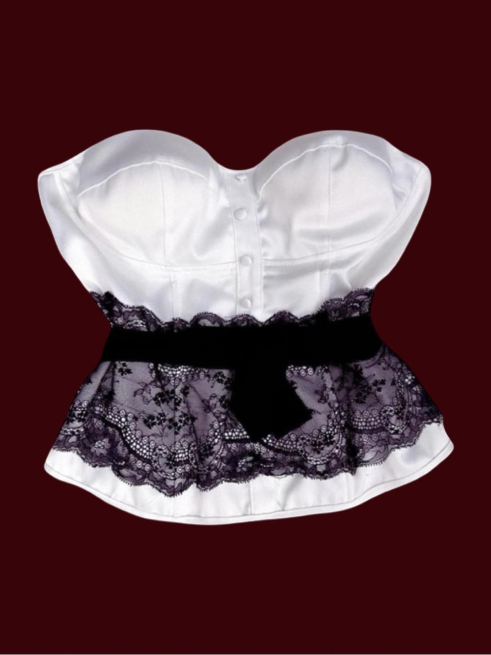 Vintage Y2K Charlotte Russe Corset Top Lace Detail Coquette Romantic 2000s Love